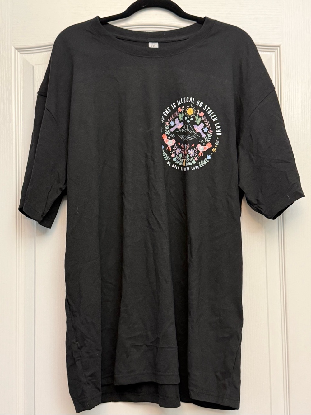 No one is illegal on stolen land black tshirt XXL